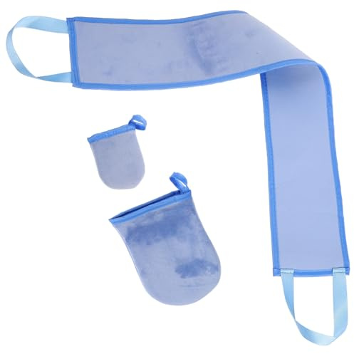 HAMPPLIES Selbstbräunungs Rückenapplikator Handschuh aus Flauschigem Material Praktisches Design für Einfache Lotion Anwendung Am Rücken Blau