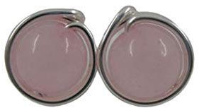 Ohrstecker Edelstein Rosenquarz (Versilbert)