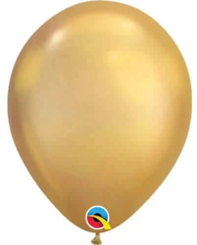 Qualatex 58277 Runde Latex-Party-Luftballons, 27,9 cm/27,9 cm, Chrom, Gold, 25 Stück