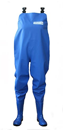 3Kamido Waders da Donna, Pesca Petto trampolieri per Le Donne, Blu, Verde, Stivali da Pesca, 36, 37, 38, 39, 40, 41, 42 EU Stivale scafandro, Salopette Pescatori, Femminili (36, Blu)