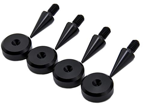 PrecisionGeek M8 Speaker Spikes with 20mm Chamfered Isolation Pads – Set of 4 Black Feet for HiFi Speakers, AV Racks, Subwoofers & Audio Equipment | Anti-Vibration Floor Protectors