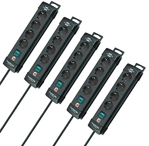 Brennenstuhl - Regleta (4 enchufes, cable de 1,8 m, varios Colores:, color Schwarz | 5 Stück