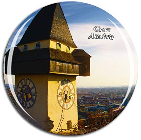 Weekino Österreich Uhrturm Graz Kühlschrankmagnet 3D Kristallglas Touristische Stadtreise City Souvenir Collection Geschenk Starker Kühlschrank Aufkleber