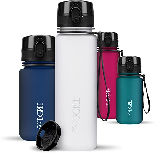 720°DGREE Trinkflasche ”uberBottle” – BPA-Frei, 6 Größen, über 40 Farben | Leichte Premium Tritan Sportflasche mit Sieb - Wasserflasche für Sport, Kinder, Schule, Fahrrad, Büro, Uni, Outdoor, Alltag