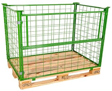 Abrollwerk 5er Set Gitteraufsatzrahmen 1200x800x800 mm grün lackiert für Euro-Paletten – klappbare Gitterbox mit 800 mm Nutzhöhe für DIN-Paletten – für Industrie & Garten & Brennholz
