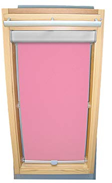 Rollo für VELUX Dachfenster Abdunkelungsrollo Komfort Premium für TYP GGL/GPL/GGU/GPU - FK08 - Farbe rosa - mit BLENDE und Haltekrallen - KLICK Montage