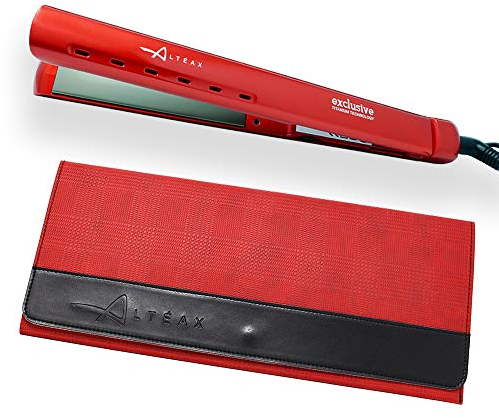 ALTÉAX® EXCLUSIVE Professioneller Haarglätter aus Titan, mit Widerstand aus Keramik, Temperaturregelung bis 230 °C, inkl. Tasche aus Kunstleder
