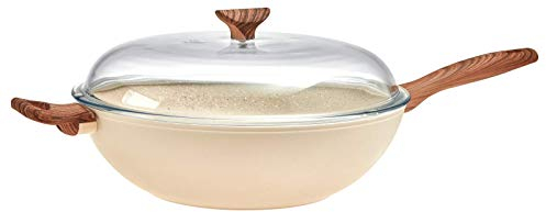 Sambonet - Spadella Wok Antiaderente Bianca con Coperchio Rock 'N' Rose …