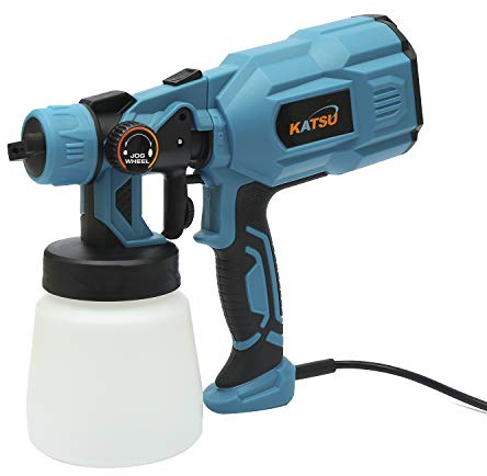 KATSU Electric Paint Sprayer, 550W 800ml Painting Spray Gun with 2 Nozzles and 3 Spray Patterns for Fences Walls Ceilings Wood Treatment Furniture Undercoat 100493