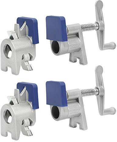 WORKPRO 2-Pack 3/4'' Pipe Clamps, Wood Gluing Pipe Clamp Set with H-shaped Feet, Lightweight Cast Aluminum Quick Release Wood Clamps for Woodworking, Carpentry, Home Improvement, and DIY Projects