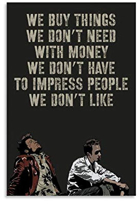 Fight Club Ölgemälde auf Leinwand, Motiv 12 klassische Filme und Fernseher, 40 x 60 cm