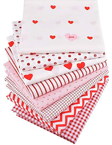 ikasus Baumwollstoff Meterware Stoffpaket 50 x 40CM, Quiltstoff DIY-Bastelsets Baumwolltuch Stoffe für Nähmaterialien Nähen Stoff Patchwork Kunsthandwerk,Maskenherstellung, Handarbeiten, 8 Stück Rosa