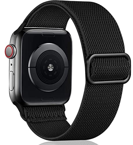 Oielai Solo Loop Armband Kompatibel mit Apple Watch Armband 45mm 44mm 46mm 42mm 49mm, Verstellbares Nylon Sport Ersatz Armband für iWatch SE Series 10/9/8/7/6/5/4/3/2/1/Ultra, Schwarz