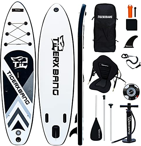 Tigerxbang SUP Board Stand Up Paddling Board | 10' 300x71x15cm | 10'6 320x80x15cm | 6 Zoll Dick | Komplettes aufblasbares Paddle Zubehör