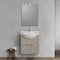 Mobile Bagno sospeso 55 cm Salvaspazio Compatto, Include lavabo in Ceramica Specchio e Lampada LED (Rovere Grigio)