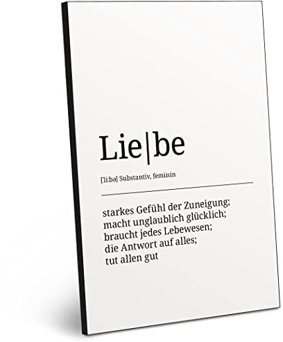 ARTFAVES® Worterklärung Liebe | Definition Bild schwarz-Weiss als Geschenk | Holzschild mit Spruch zum Thema Liebe/Freundschaft/Familie/Spiritualität