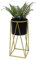 DanDiBo Blumenhocker mit Topf Metall Gold Schwarz S 47 cm Blumenständer 96046 Blumensäule Modern Pflanzenständer Pflanzenhocker