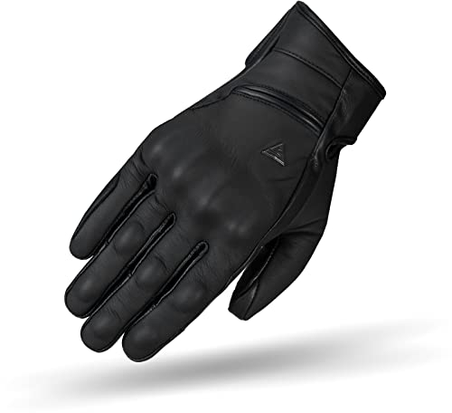 SHIMA SHADOW TFL Motorradhandschuhe Herren - TFL-Technologie, Klassische, Vintage, Verstärkte, Sommer Leder Handschuhe mit Knöchel und Finger Protektoren, Verstärkte Handfläche (Schwarz, L)