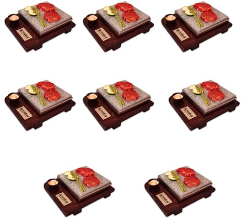 Piedra para asar carne a la piedra de 20x20cm Promo 8 Unidades Modelo PR Nogal con base de madera Personalizada