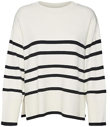 VERO MODA Damen Pullover 10278319 Birch-w Black M