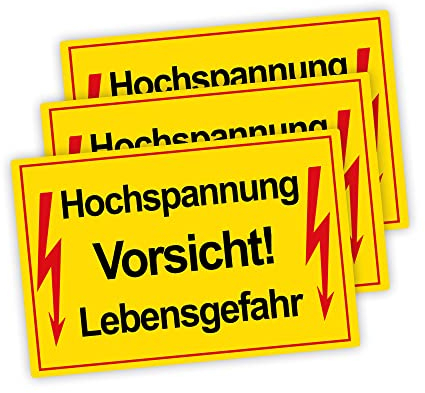 3 Stück XXL Vorsicht ! Hochspannung Lebensgefahr Schild 30 x 40 cm aus stabiler PVC Hartschaumplatte 5mm mit UV-Schutz von STROBO