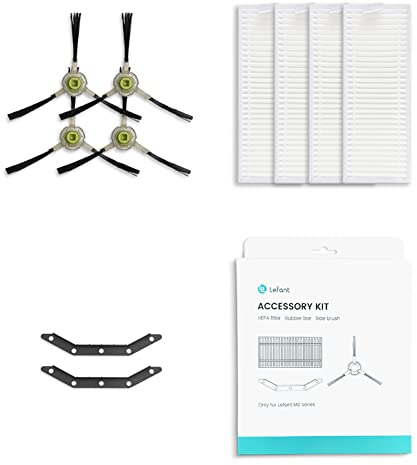 Lefant 4 Side Brushes & 4 Hepa Filter Accessory Kit and 2 Rubber Scrapers M210/ M210P/ M210B/ M213/ M213S Robot Vacuum Cleaner Spare Parts