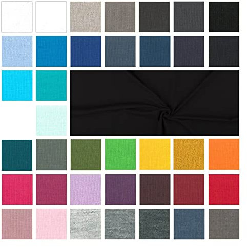 Baumwolljersey Meterware - Jerseystoff - Jersey Uni - Jerseystretch - 38 Farben - Öko-Tex 100 Kl. 1 (Babytauglich) - *** 50 cm x 148 cm ***, Farbe: 069 schwarz