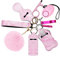 Ankilo Upgraded Safe Sound Personal Alarm 10 Pcs Set Self Defense Keychain Set for Women and Kids with LED Light, No Touch Door Opener, Whistle, Pink