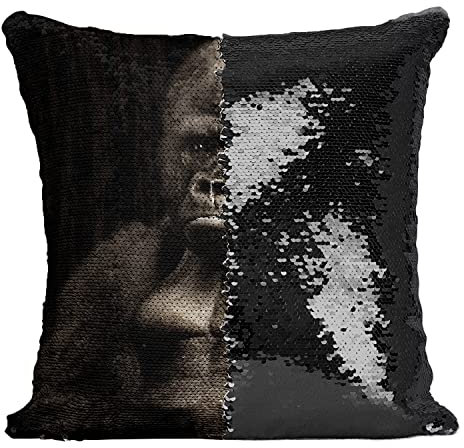 Fabulous Kissen mit Paillettenbezug Schwarz Gorilla-Portrait Stil Klasse Tierfoto AFFE