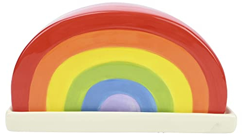 Rainbow Ceramic Lidded Butter Dish