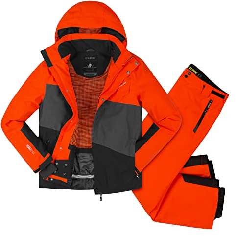 Killtec Herren Skianzug Größe S - mit 10.000 mm Wassersäule, PFC frei - Skijacke Orange Grau Anthrazit - Skihose Orange
