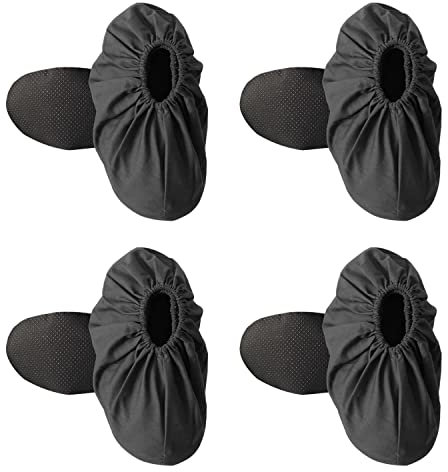 PFLYPF 4 pares de fundas de zapatos reutilizables, fundas de zapatos de tela impermeables y antideslizantes, cubiertas de zapatos domésticos lavables a máquina, antipolvo y antiincrustante., Negro ,
