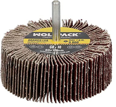 WOLFPACK LINEA PROFESIONAL Fächerschleifer, Körnung 40, Maße Ø 80 x 30 mm, Schleifscheiben, Rollen tausend Blätter, Schleifrollen, Schleifen, Schruppen, Polieren