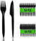 Rago® Kit Couvert en Plastique Réutilisables 100 pcs I PREMIUM Ensemble de camping Outdoor Couverts de fête réutilisables – Noir - 50 fourchettes/50 couteaux