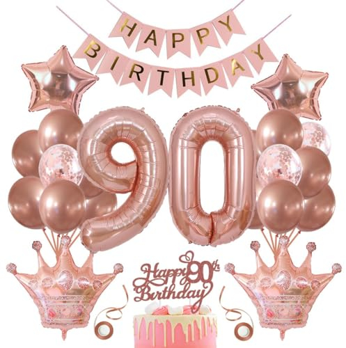 90. Geburtstag Dekorationen Frauen 90 Geburtstag Frauen Luftballons 90 Geburtstag Frau Deko 90. Geburtstag Frau Rosegold Tortendeko Geburtstagsdeko 90. Geburtstag Ballon 90 Jahr Frau Geburtstagsdeko