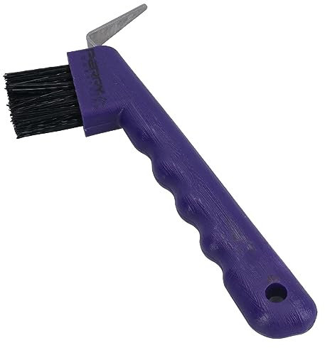 Hufkratzer und Bürste für Pferde, robust, mit Wellengriff, stabiles Zubehör, Violett