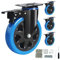 4 Stück Schwerlastrollen 150mm mit A/B Bremsen inkl. Montagezubehör Lenkrollen Transportrollen - 360° Drehung bis 1300KG Tragbarkeit für Möbeltransport & Industrietransport