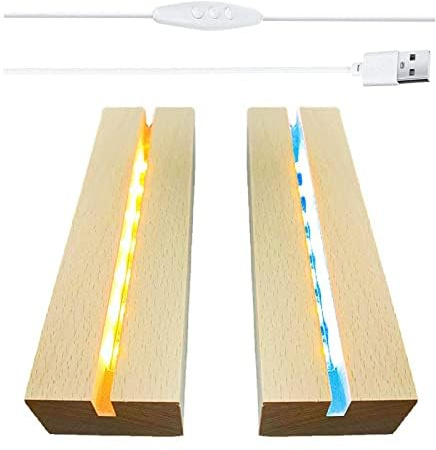 luolety Rechteckiger LED-Licht-Displaysockel, 15 cm großer LED-Ständer aus Holz, beleuchteter Sockel aus Holz für Acrylplatte