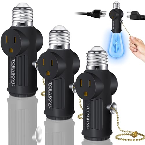 3PCS Light Socket Outlet Adapter, Convert E26E27 Bulb Sockets to Outlets