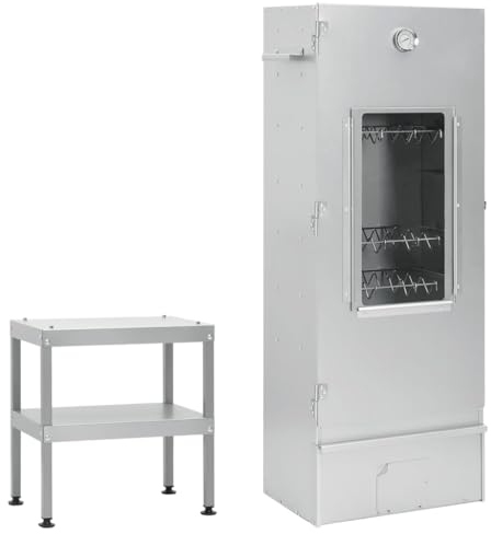 CIADAZ Horno ahumador de Barbacoa con Mesa Acero galvanizado, Ahumador Barbacoa, Parrilla De Barril De Lluvia, Ahumador De Carne, Barbacoa Barril 3187615
