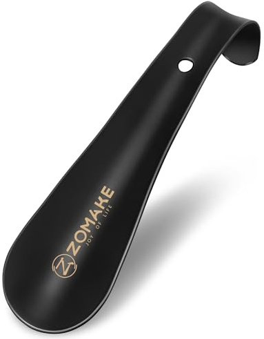 ZOMAKE Schuhlöffel Klein,Kleiner Schuhanzieher Metall 16cm(1er Schwarz) | Schuhlöffel Klein,Kleiner Schuhanzieher Metall,Mini Reise Schulöffel Kurz 16cm mit Aufhänger