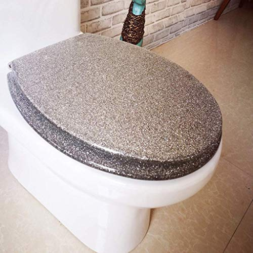 WC-Sitz, Schöner silberfarbener, funkelnder Badezimmer-WC-Deckel aus Kunstharz mit Befestigungssystem Oben und unten (TopFix)