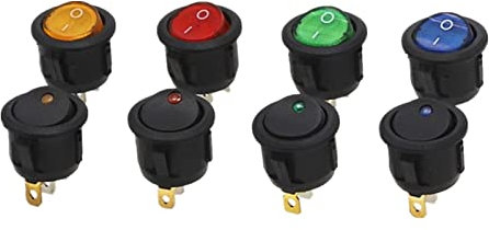 Interrupteur à bascule rond marche/arrêt lumière LED tableau de bord de voiture illuminé tableau de bord Van 12V 220V interrupteur à cercle complet (Color : Maoyan-yellow, Size : 220V)