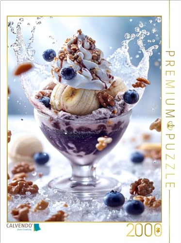 CALVENDO Puzzle Blaubeer-EIS mit Banane und Sahne Walnuss-Topping | 2000 Teile Lege-Größe 67 x 90 cm Foto-Puzzle für glückliche Stunden