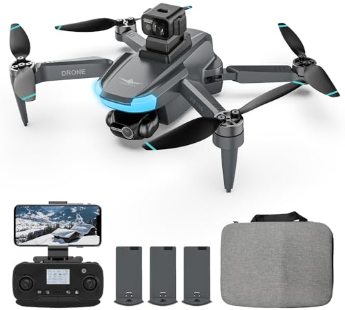 Teeggi KF110 Drohne mit 4K Kamera, Wiegt nur 230 Gramm,360° Laser Hindernisvermeidung, 22 Mins Flugzeit, GPS+ Optical Flow Dual Positioning,Professioneller RC Dron mit Bürstenlosem Motor,3 Batterien