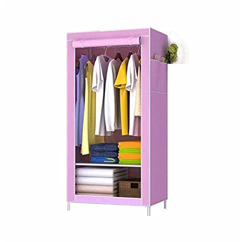 LAMEDOAT Freistehender Kleiderschrank, rosa Schrank-Aufbewahrungsorganisator, Multifunktions-Kleiderschrank aus Stoff, offene Kleiderstange, 150 x 70 x 45 cm (Größe: 150 x 70 x 45 cm, Farbe: A)