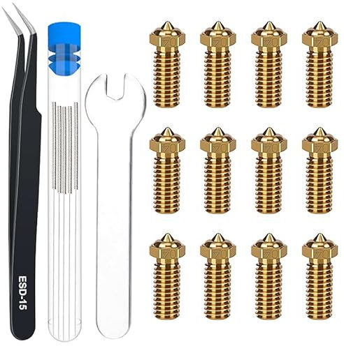HIKUDIY 12PCS 0.4mm Messingdüsen für QIDI X-Max 3, 3D Drucker Teile Extruder Hotends Düsen Kit für QIDI X-Max 3/X-Plus 3/X-SMART3/Q1 Pro