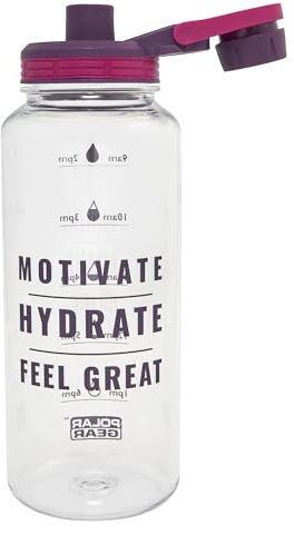 Polar Gear 1.2L Motivational Water Bottle With Straw -SK BPA Free With Time Markings – Running, Sports Bottle - Reusable Bottle for Work, School, Cycling (Grape)