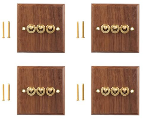 rieder 4 cajas de interruptor de luz retro americano estilo industrial, latón macizo, interruptor basculante para el hogar (3)