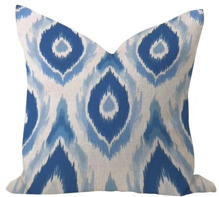 Abstrakte geometrische ethnische orientalische Ikat-Kissenbezüge, 40,6 x 40,6 cm, Jute, Leinen, elegante Kissenbezüge, Chinoiserie, Toile, orientalisch, quadratisch, Überwurfkissen für Zuhause, Zelt,